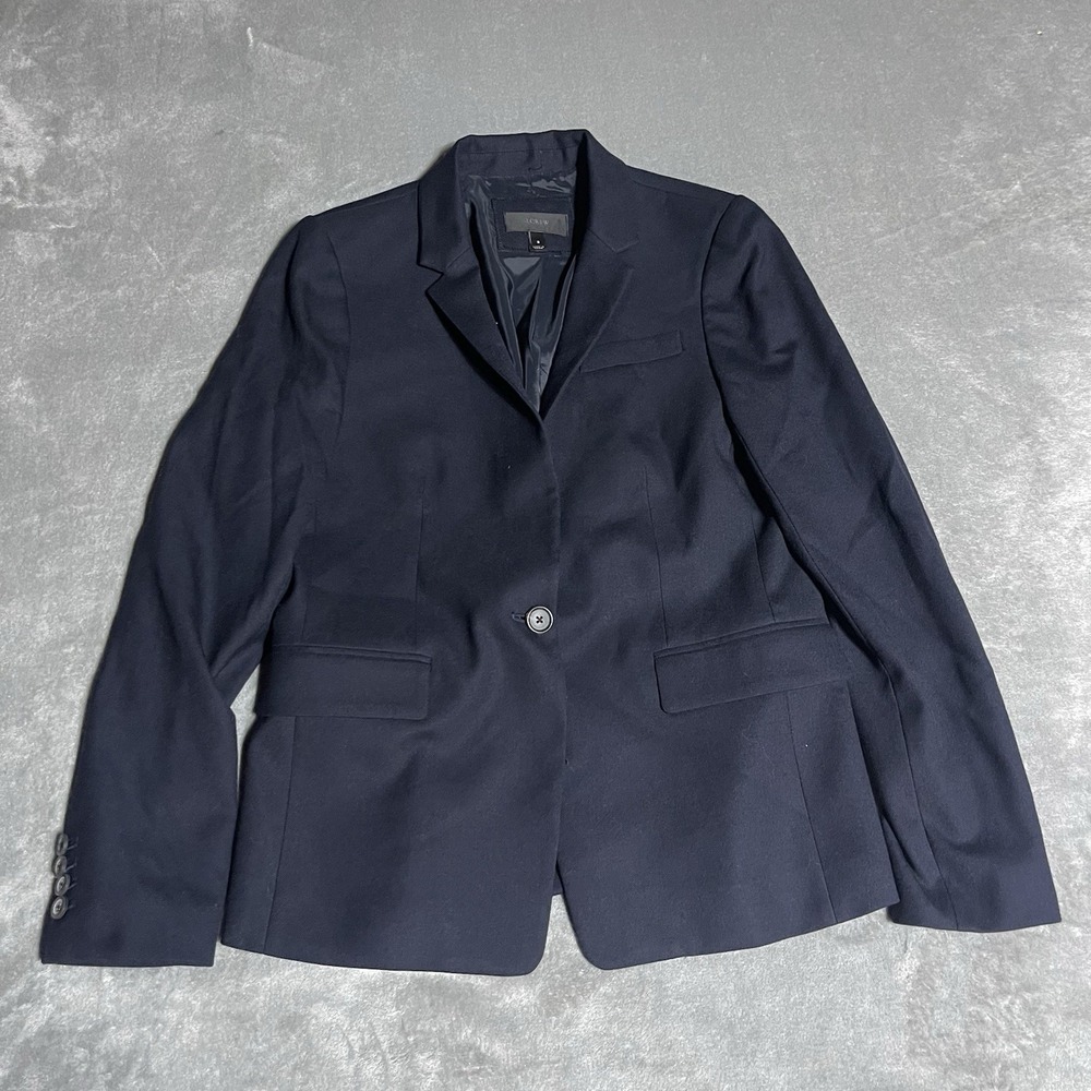 J Crew Blazer Womens 8 Navy Wool Single Button Lined Career Classic‎ Preppy